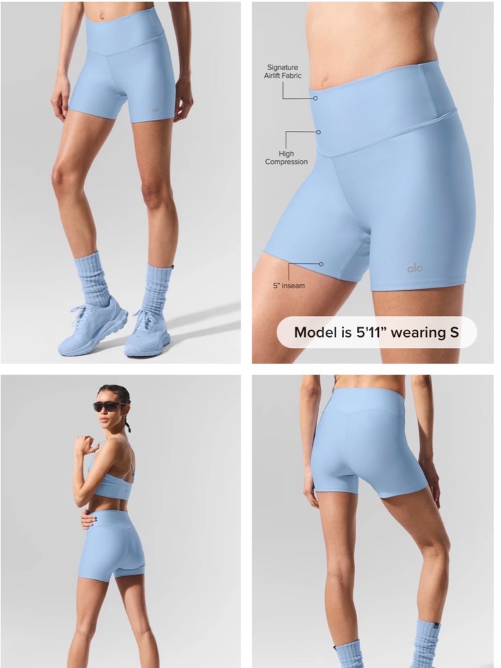 ALO Yoga 5" Airlift Energy Short seashell blue size XXS